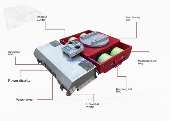 20 Ton Portable Electric Tank Trolley 360 Degree Rotation Cargo Skate Transport Roller for Machine Handling Moving