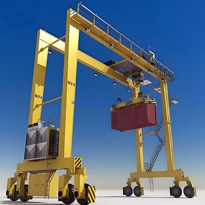 Remote Control Diesel Engine RTG Rubber Tyred Gantry Crane with 15-50 Ton Capacity for Container Lifting